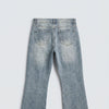 Blue Ripped Flare Fit Jeans