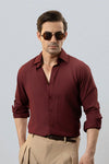 Maroon Relaxed Linen Shirt With Cutaway Collar