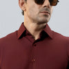 Maroon Relaxed Linen Shirt With Cutaway Collar