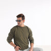 Olive Green Boat Neck Cropped Fit Sweater