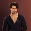 Midnight Navy Ribbed Snap-Button Henley