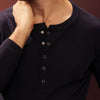 Midnight Navy Ribbed Snap-Button Henley
