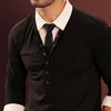 Black Ribbed Snap-Button Henley