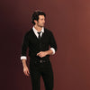 Black Ribbed Snap-Button Henley