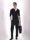 Black Hand Tailored Premium Pinstripe Trousers