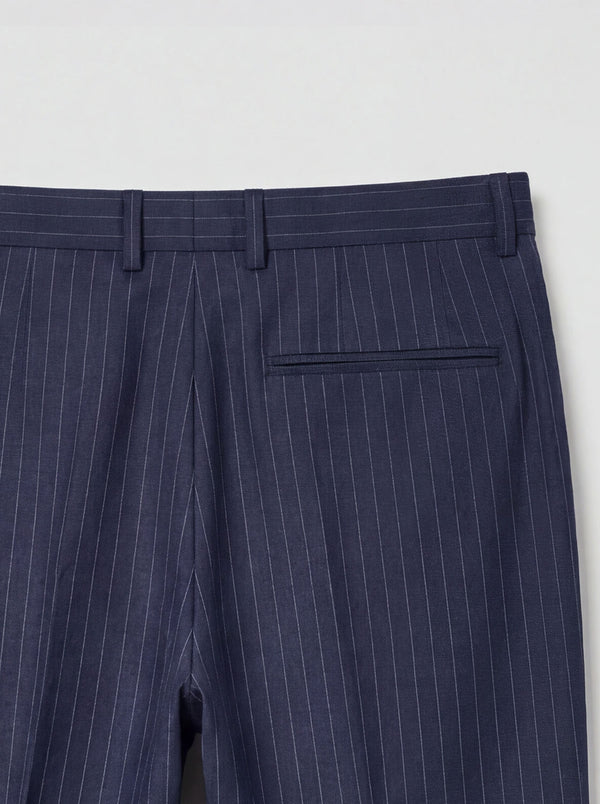 Navy Hand Tailored Premium Pinstripe Trousers