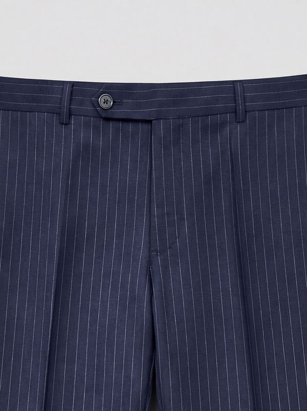 Navy Hand Tailored Premium Pinstripe Trousers