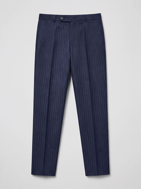 Navy Hand Tailored Premium Pinstripe Trousers