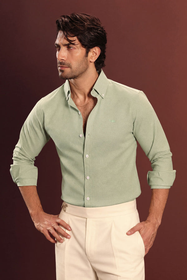 Pistachio Chambray Oxford Shirt