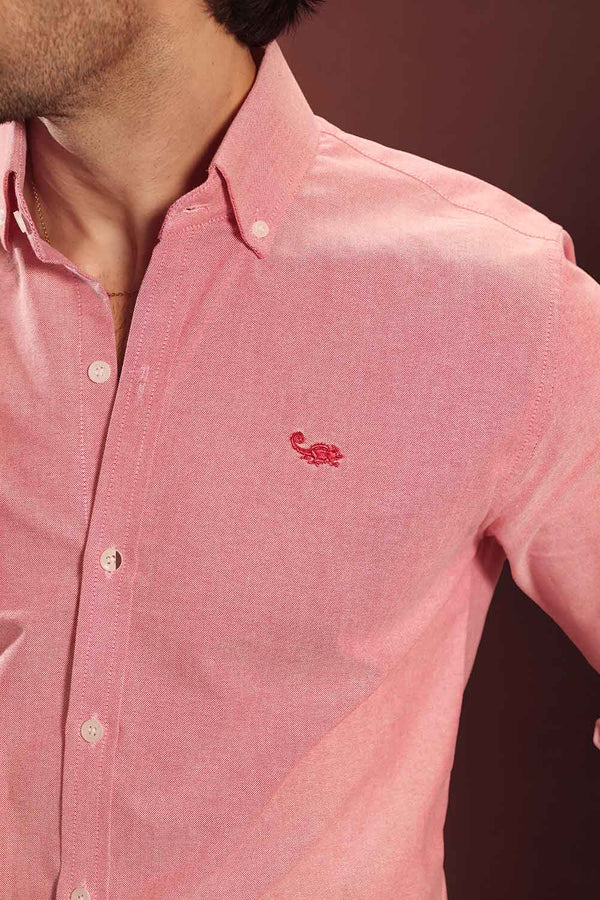 Coral Rose Chambray Oxford Shirt