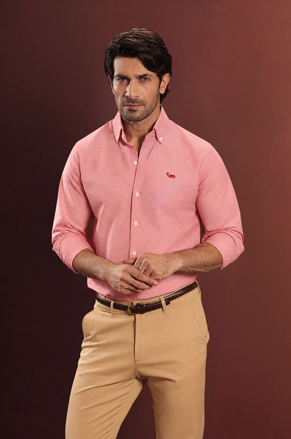 Coral Rose Chambray Oxford Shirt