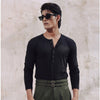 Black Five Button Henley
