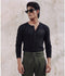 Black Five Button Henley