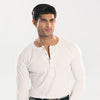 White Ribbed Snap-Button Henley