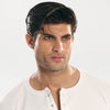 White Ribbed Snap-Button Henley