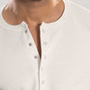 White Ribbed Snap-Button Henley
