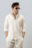 White Relaxed Linen Shirt With Cutaway Collar