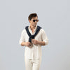White Relaxed Linen Shirt With Cutaway Collar