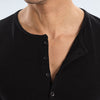 Black Muscle Fit Six Button Henley Tshirt