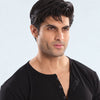 Black Muscle Fit Six Button Henley Tshirt