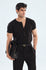 Black Muscle Fit Six Button Henley Tshirt
