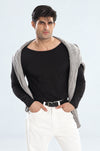 Black Full Sleeves Boat Neck