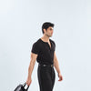 Black Muscle Fit Six Button Henley Tshirt