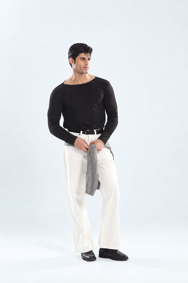 Black Full Sleeves Boat Neck