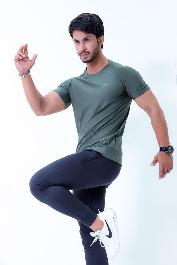 Olive Dry-Fitt Poly Tee