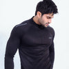 Black Muscle Fit Long Sleeve Running T-shirt With 1/4 Zip