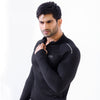 Black Muscle Fit Long Sleeve Running T-shirt With 1/4 Zip