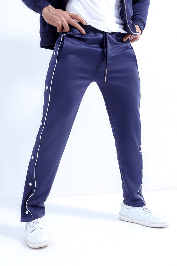 Blue Side Tape Popper Tricot Joggers