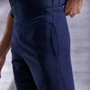 Navy Blue Short Sleeve Collar Wrap Front Shirt and Shorts Twin Set