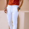 White Single Pleated Drawstring trouser