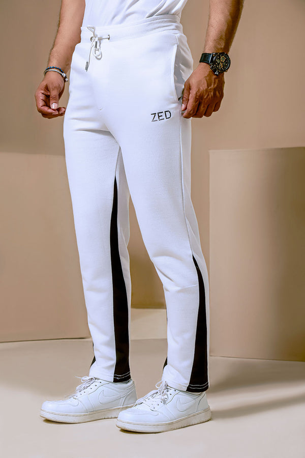 White Gusset Contrast Panel Jogger