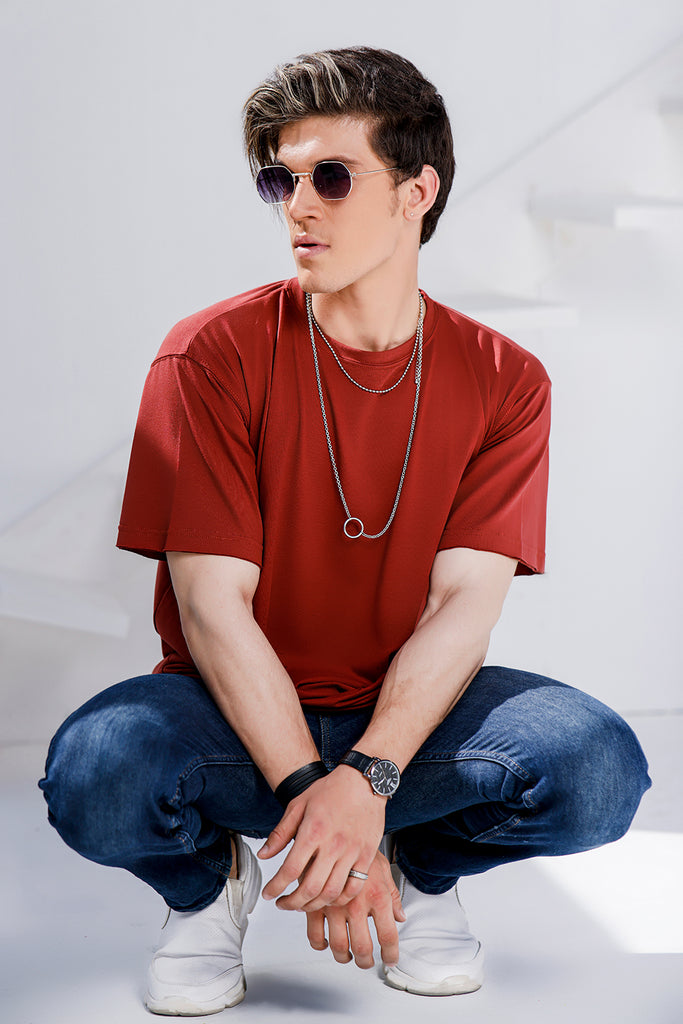 Rust Over Sized Crew Neck Zed