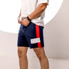 Navy Blue Color Block Shorts