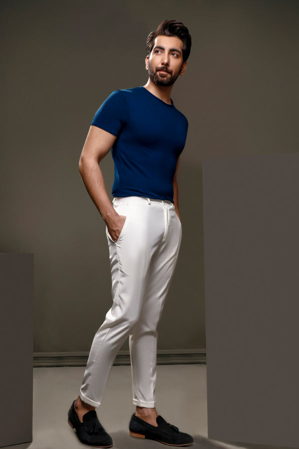 White Cropped Tailored Pants