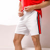 White With Red and Black Stripe Sweat Shorts
